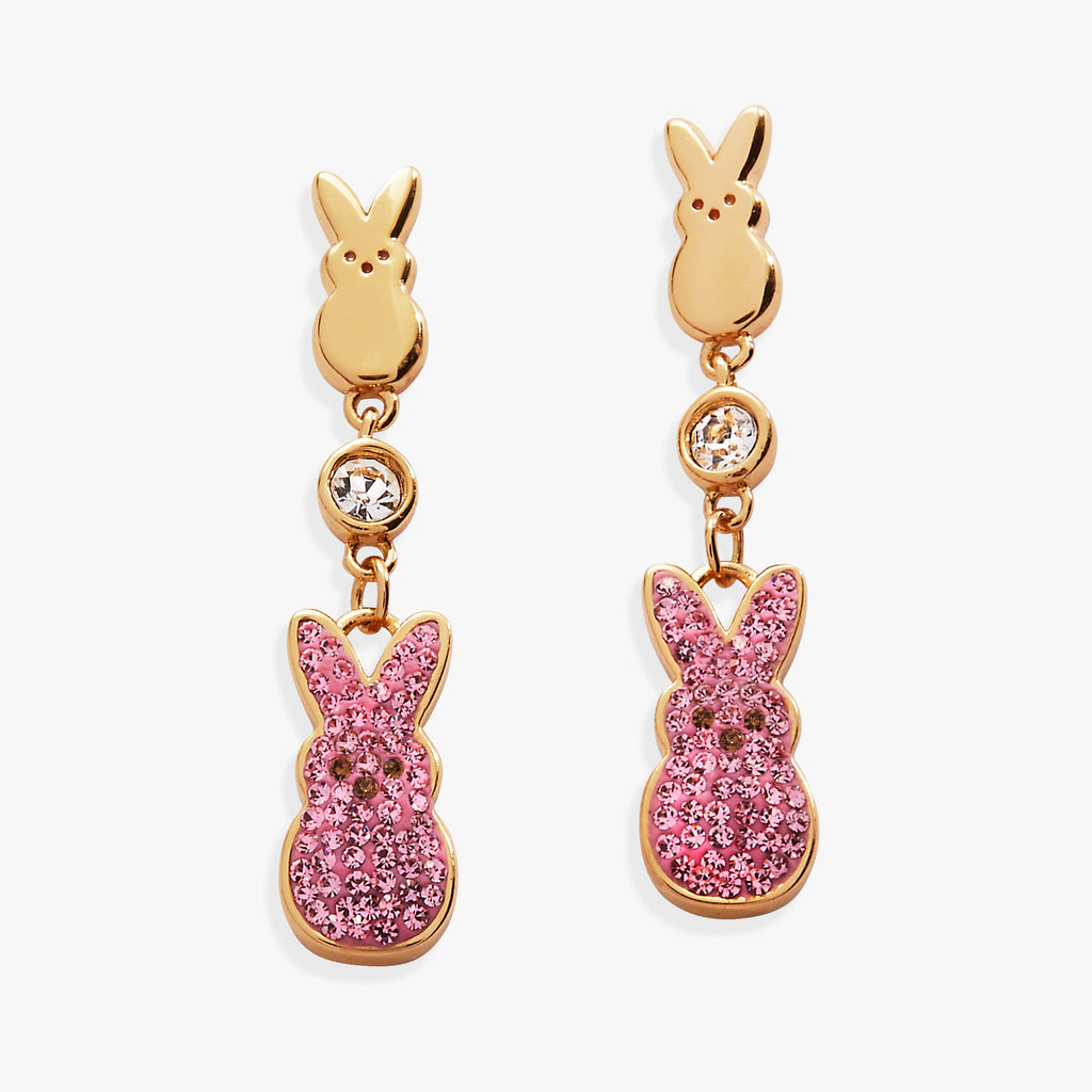 PEEPS® Statement Earrings with Pavé Crystals in Gold and Pink