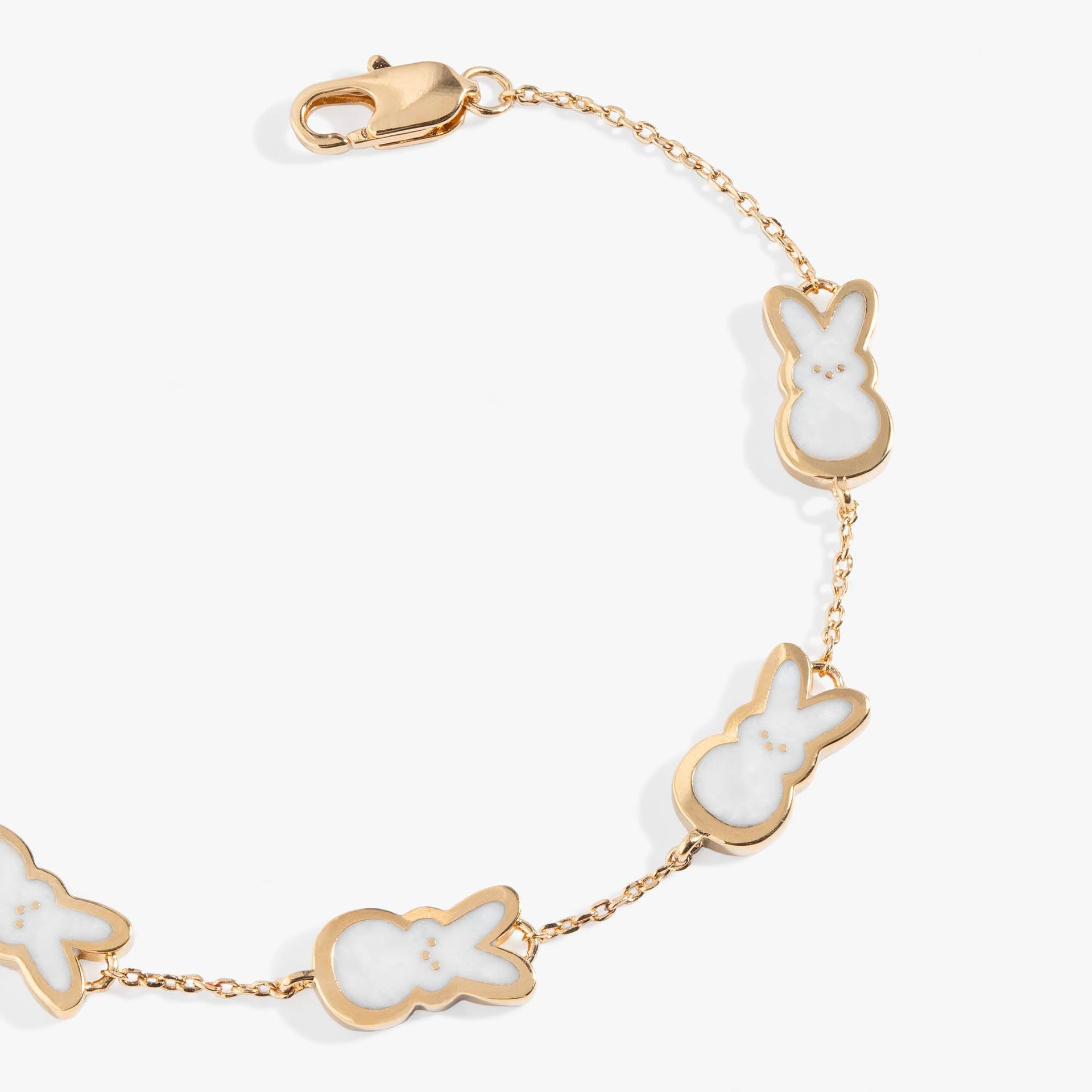 PEEPS® Pearlized Bunny Charm Bracelet on an adjustable chain.