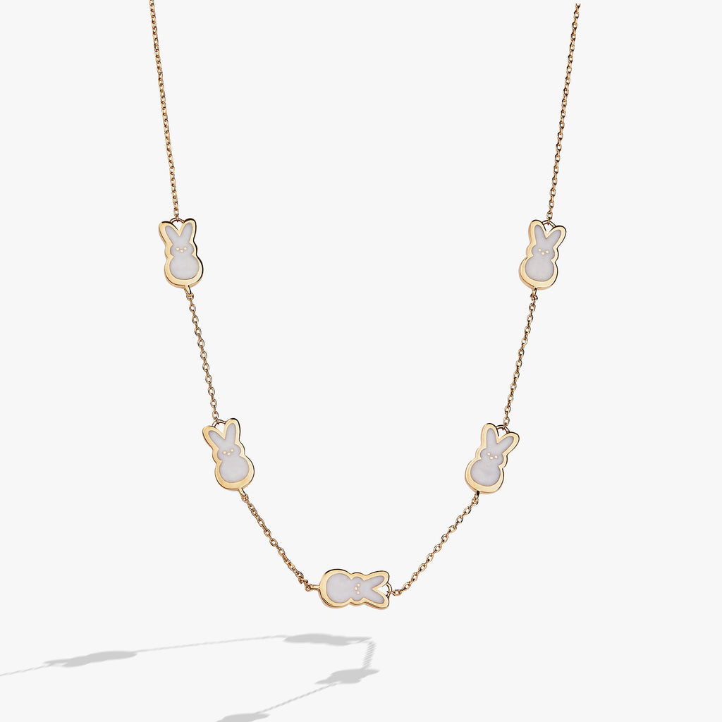 Pearlized Bunny Charm Necklace for Spring and Easter Jewelry