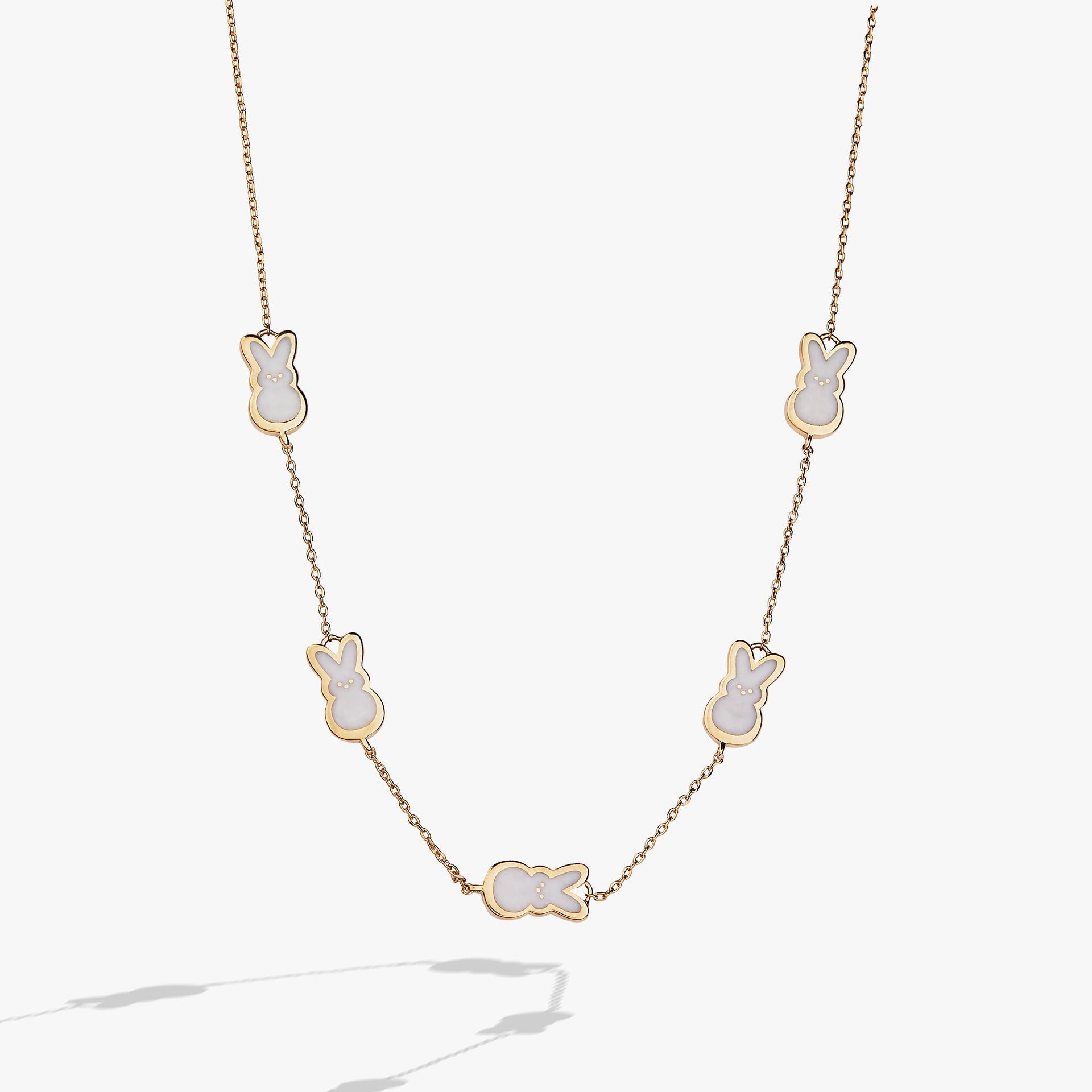 Pearlized Bunny Charm Necklace for Spring and Easter Jewelry