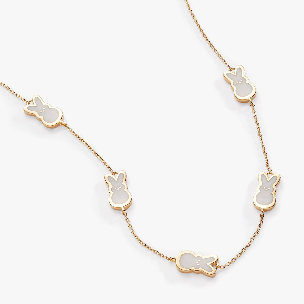 Pearlized Bunny Charm Necklace for Spring and Easter Jewelry