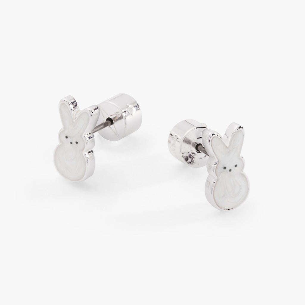 PEEPS® White Pearlized Bunny Stud Earrings with Enamel Finish