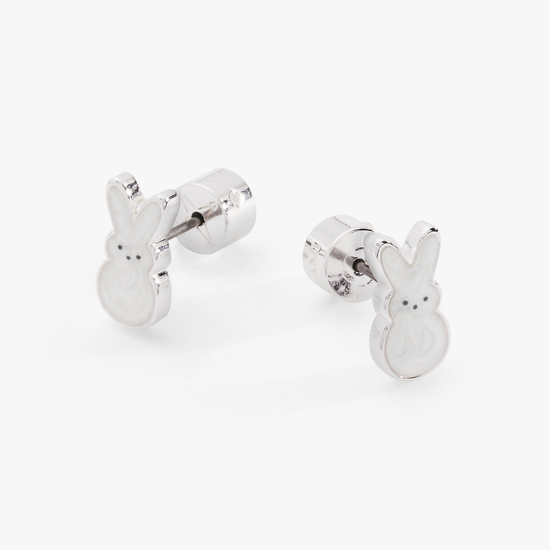 PEEPS® White Pearlized Bunny Stud Earrings with Enamel Finish