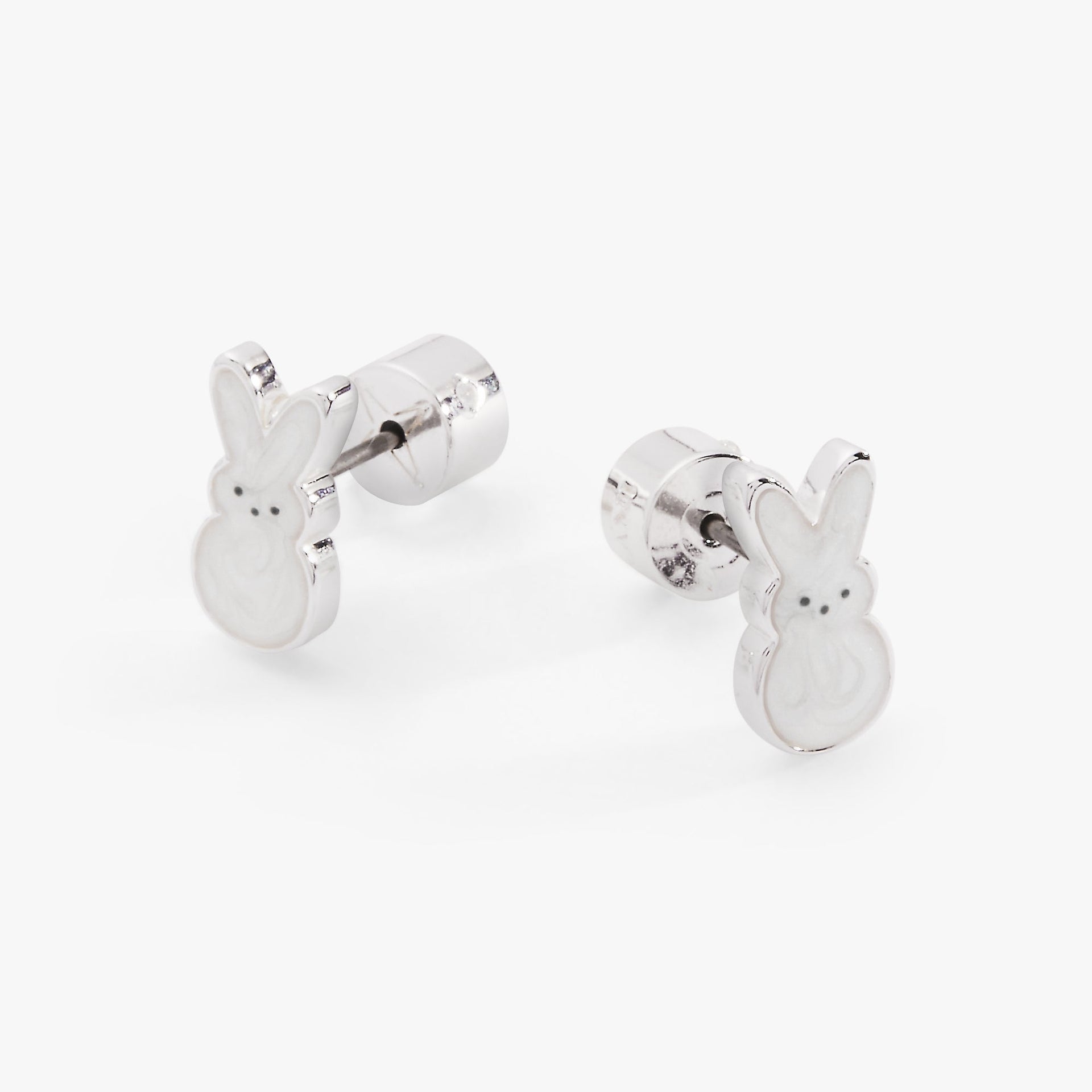 PEEPS® White Pearlized Bunny Stud Earrings with Enamel Finish