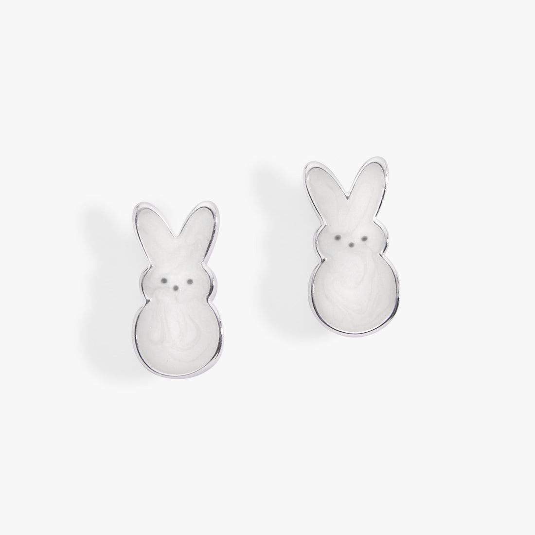 PEEPS® White Pearlized Bunny Stud Earrings with Enamel Finish