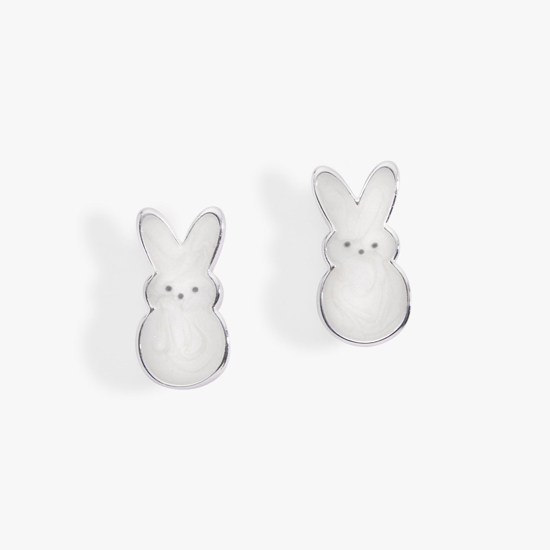 PEEPS® White Pearlized Bunny Stud Earrings with Enamel Finish