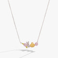 Sterling silver PEEPS® necklace with a gold-plated chick, bunny charm, and crystal flower accents.