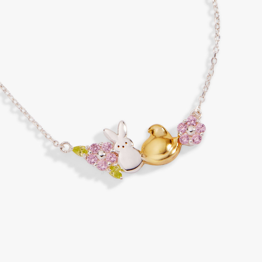 PEEPS® Precious Peepsake Bunny and Chick Crystal Charm Necklace