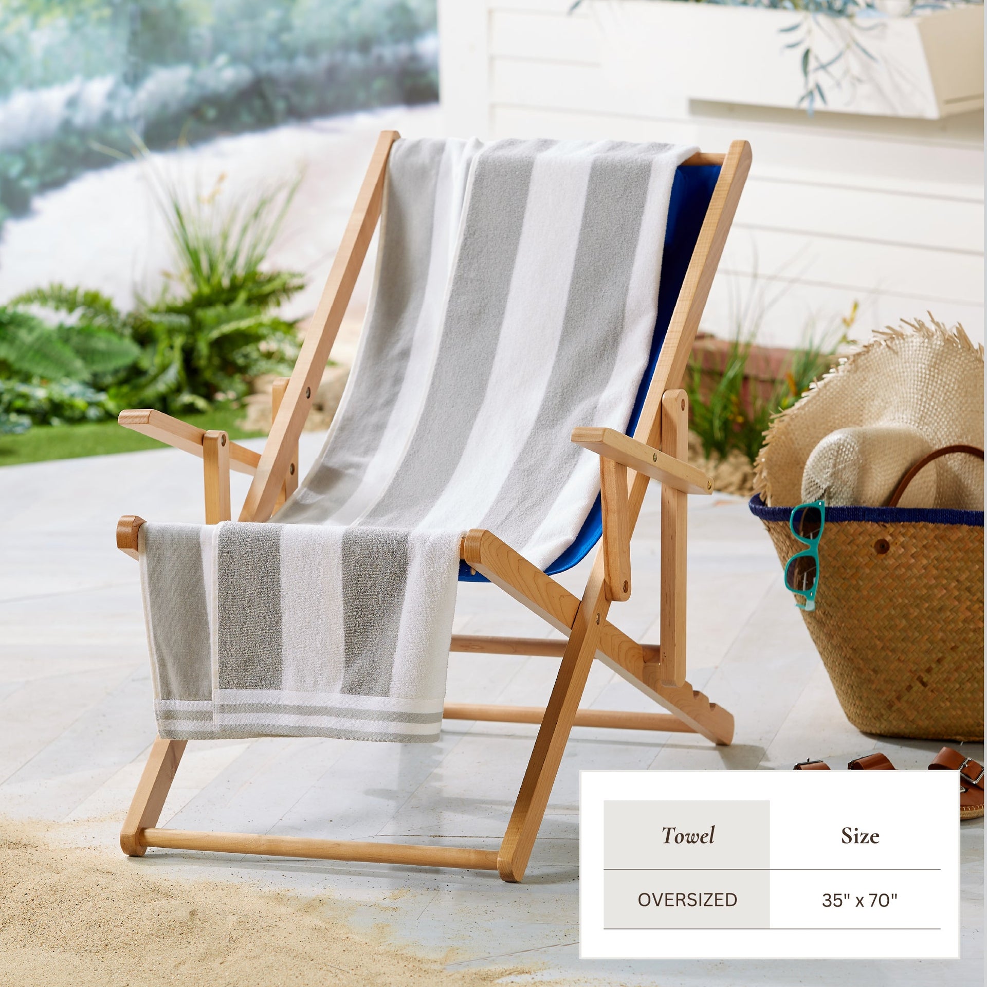 Striped Cabana Beach Towel 100% Cotton Ultra-Soft Pool Towel - Image 35