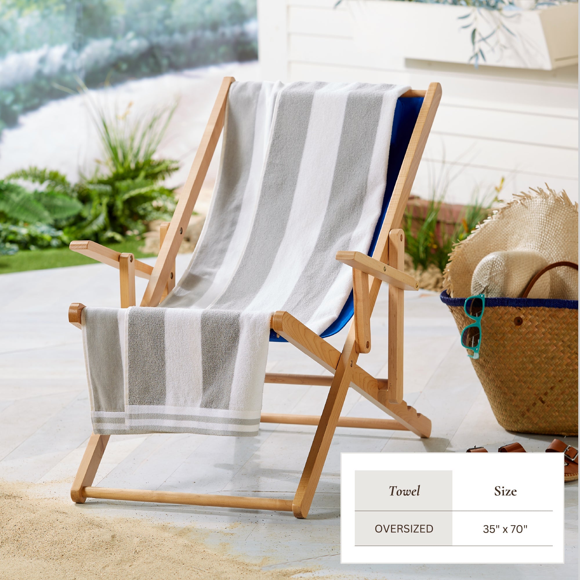 Striped Cabana Beach Towel 100% Cotton Ultra-Soft Pool Towel - Image 35