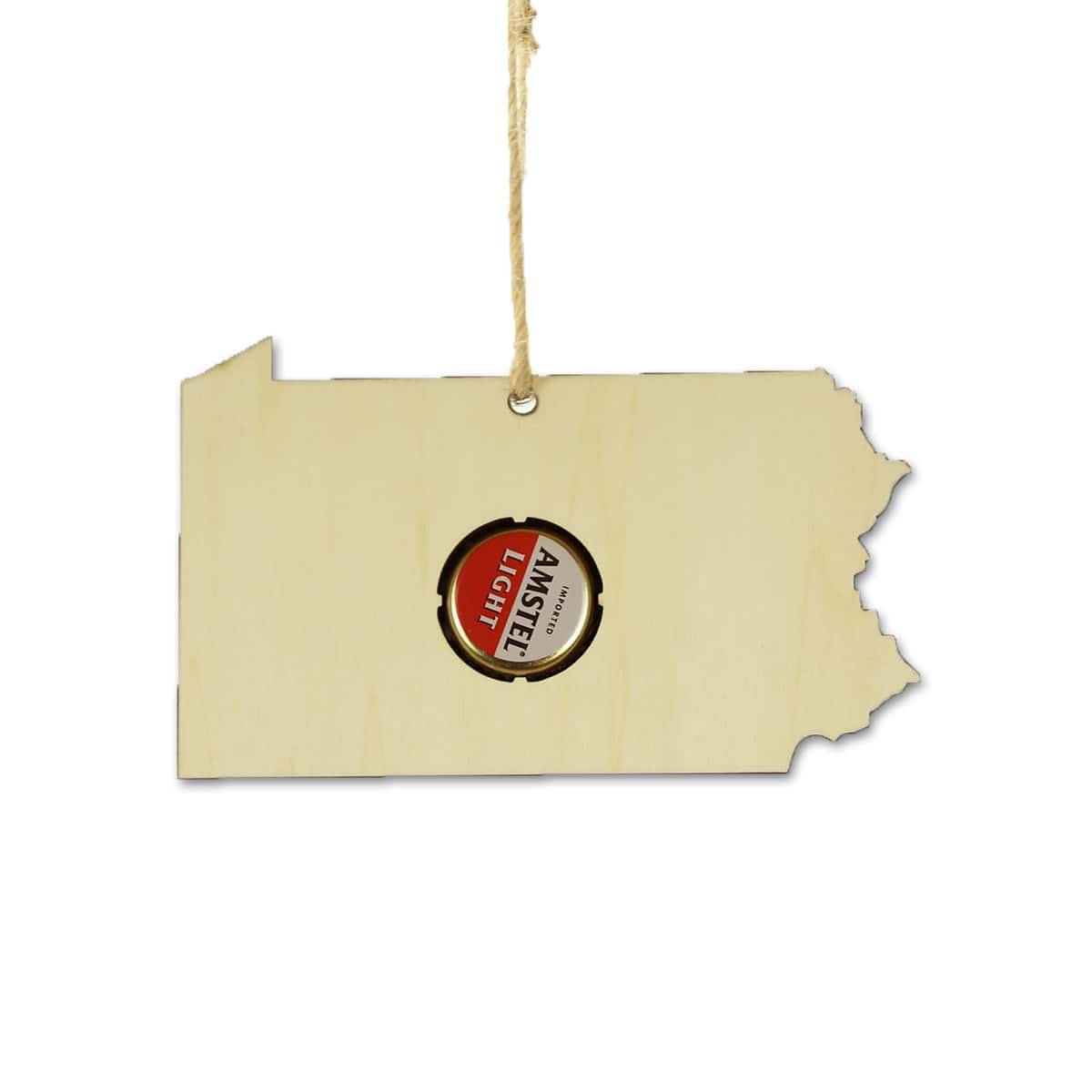 Pennsylvania Beer Cap Map Ornaments