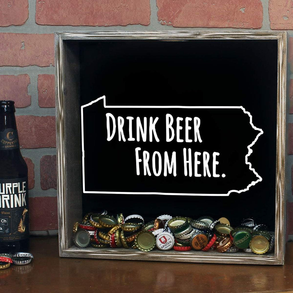Pennsylvania Drink Beer From Here Beer Cap Shadow Box