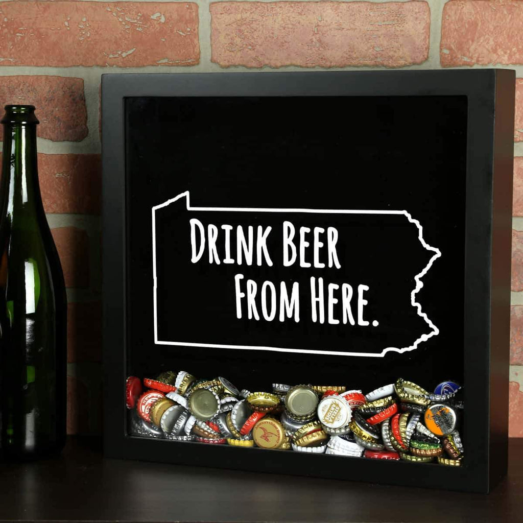 Pennsylvania Drink Beer From Here Beer Cap Shadow Box