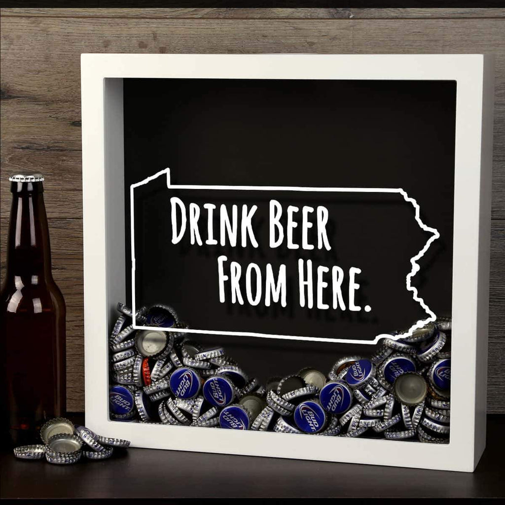 Pennsylvania Drink Beer From Here Beer Cap Shadow Box