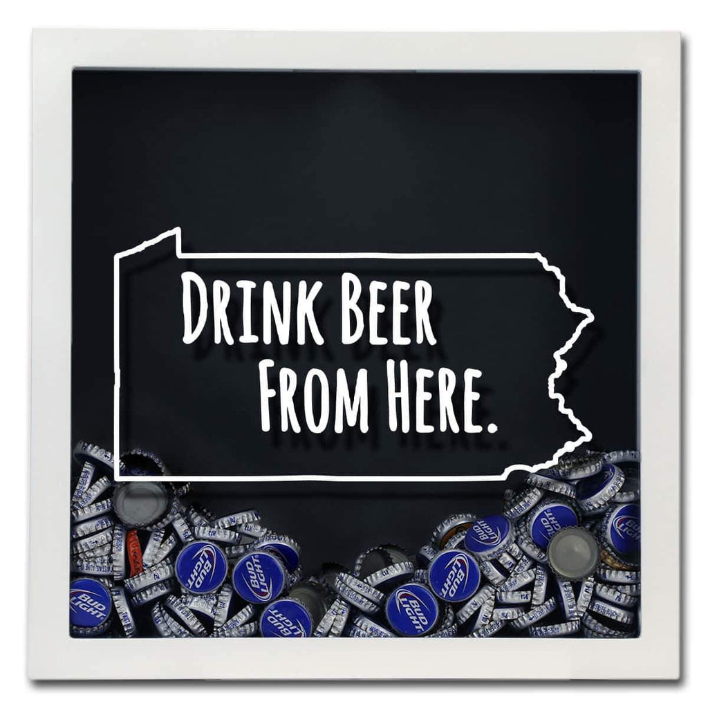 Pennsylvania Drink Beer From Here Beer Cap Shadow Box
