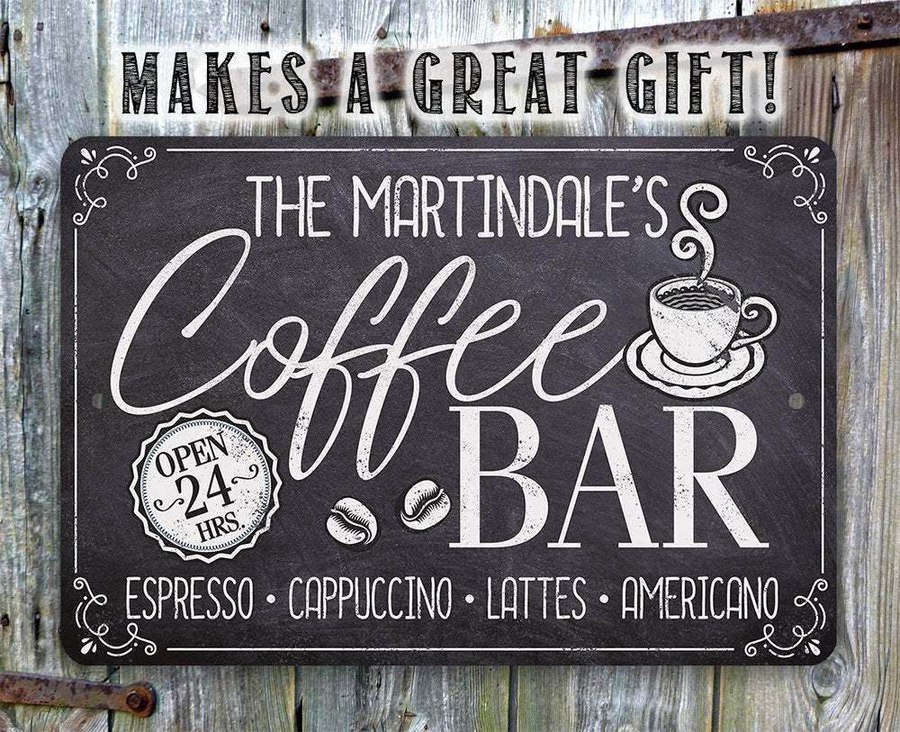 Personalized - Coffee Bar Open 24 Hours - Metal Sign