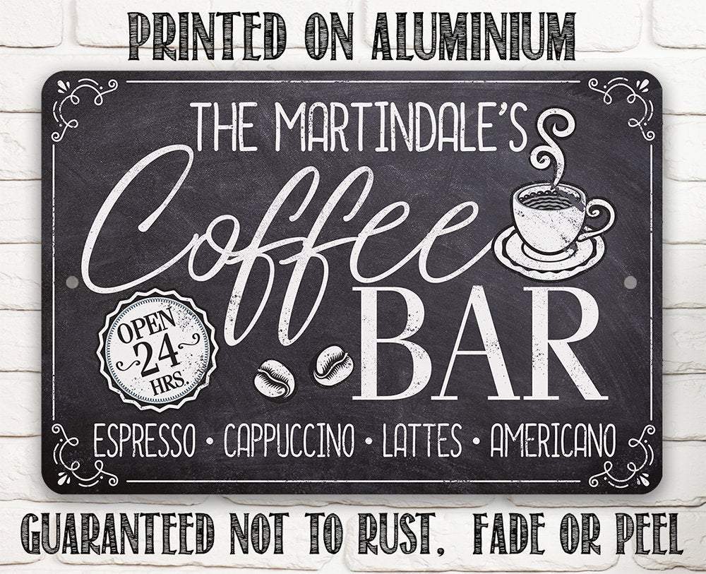 Personalized - Coffee Bar Open 24 Hours - Metal Sign