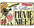 Personalized - Family Movie Night - Metal Sign