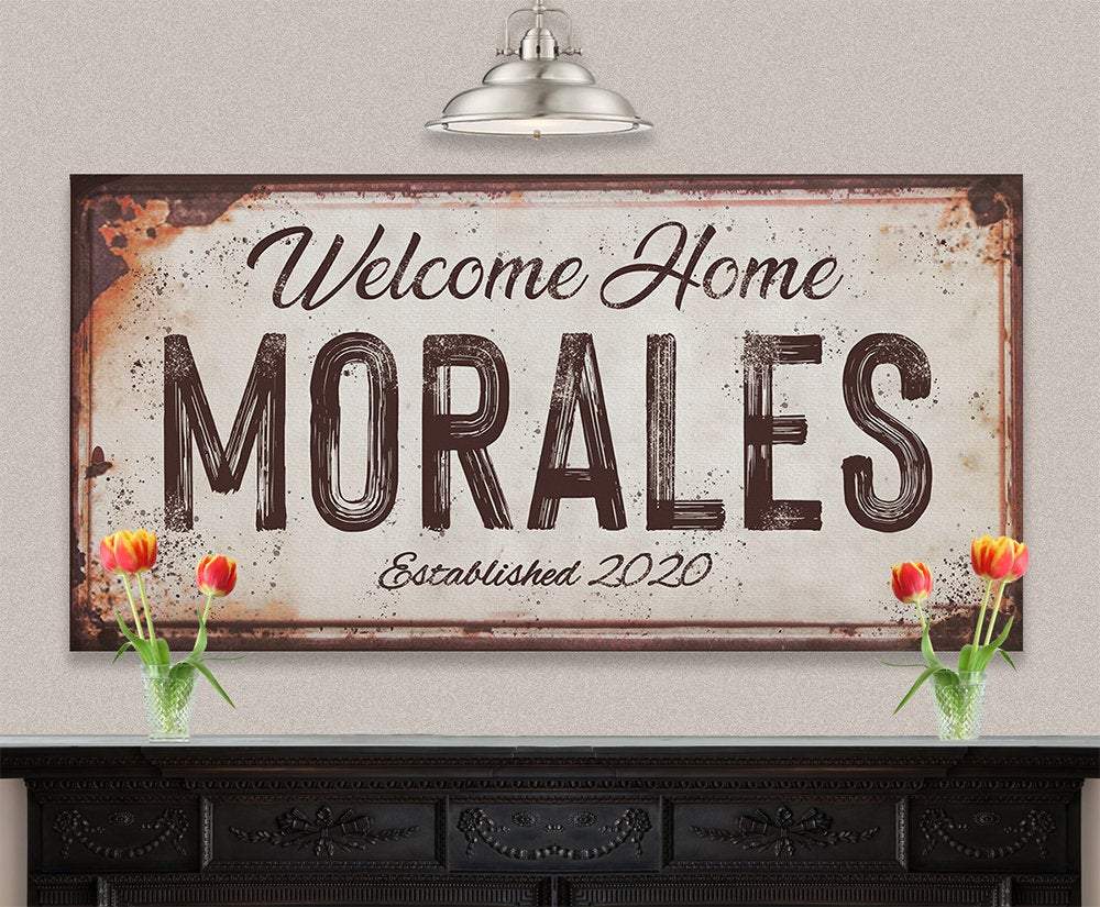 Personalized - Family Name Rusty Metal - Canvas