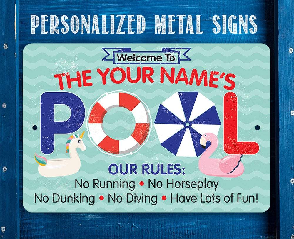 Personalized - Pool Rules - Metal Sign
