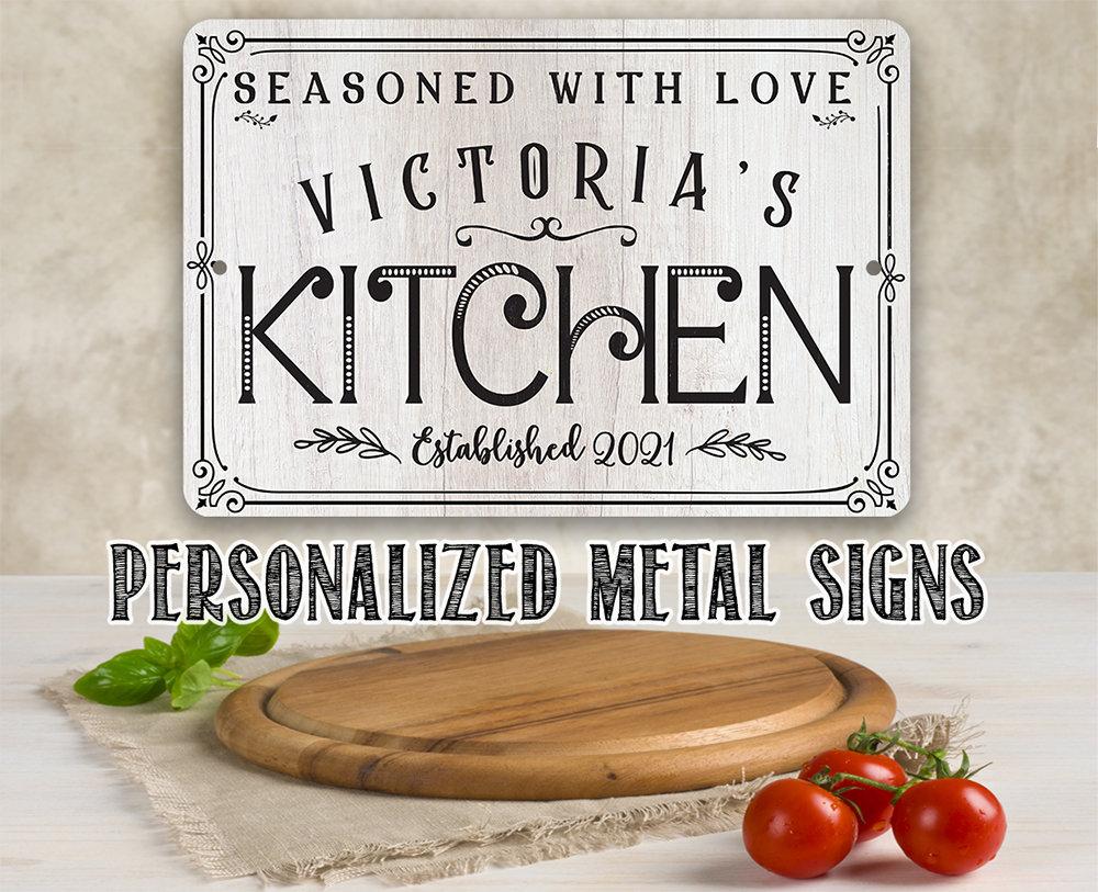 Personalized - Seasoned With Love Kitchen - Metal Sign