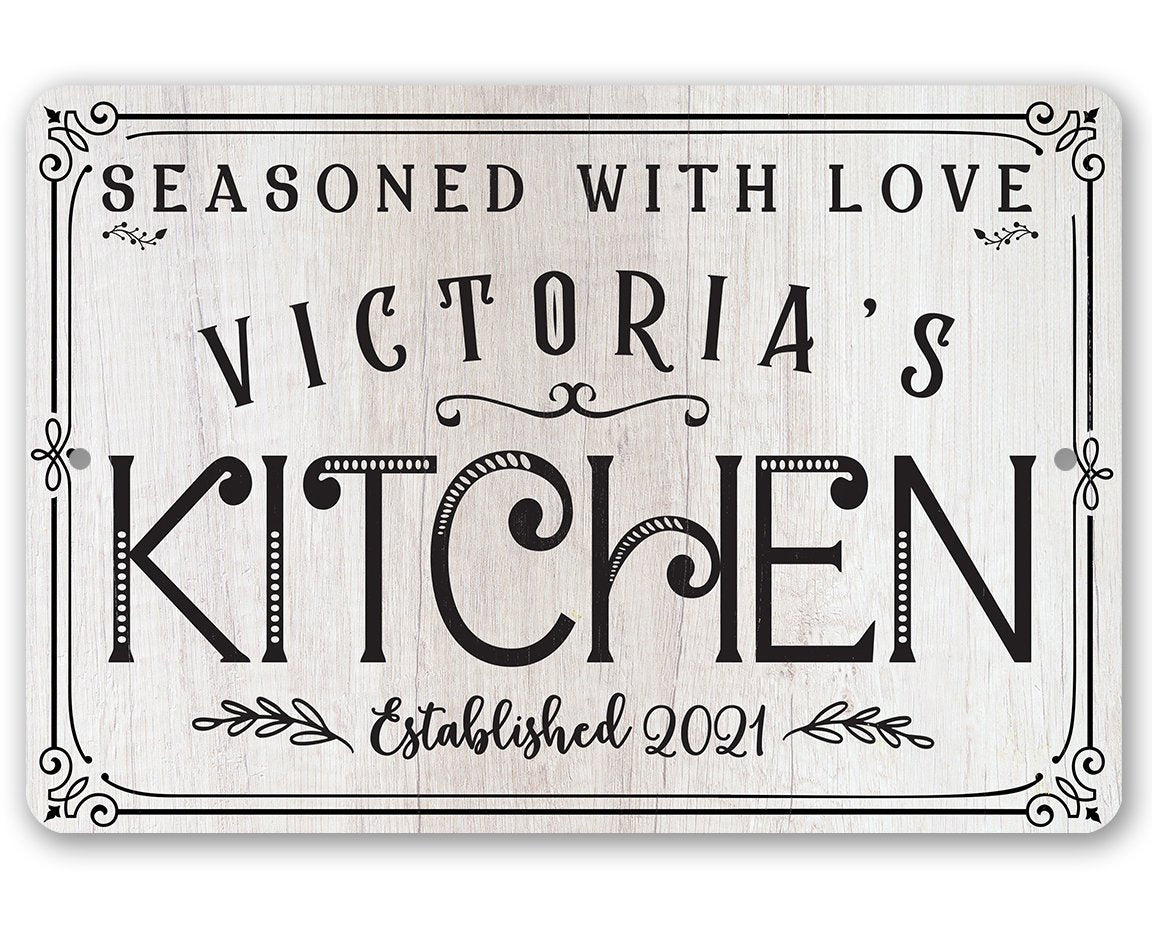 Personalized - Seasoned With Love Kitchen - Metal Sign
