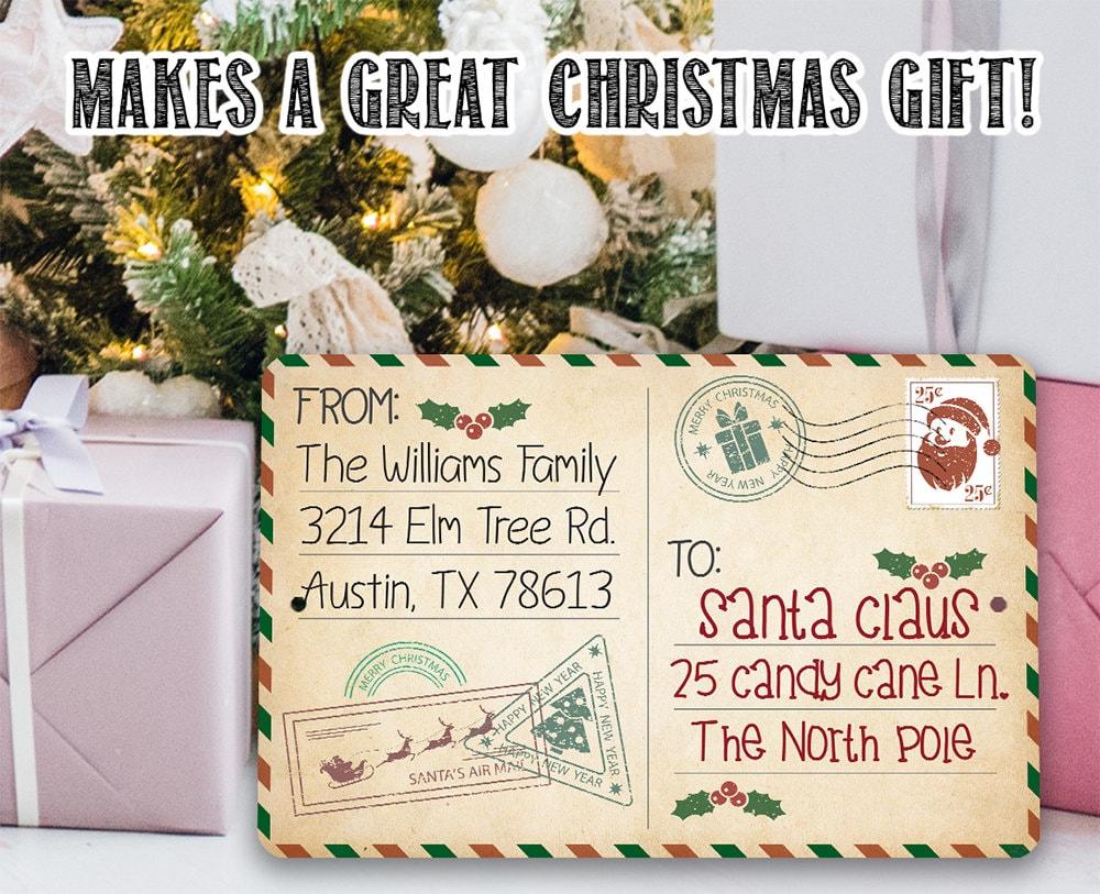 Personalized - To Santa Postcard - Metal Sign