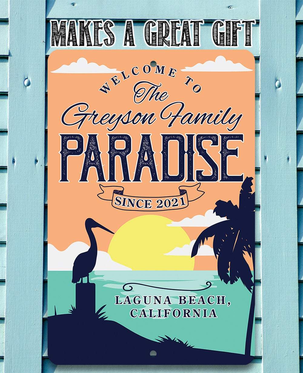 Personalized - Welcome To Paradise - Metal Sign