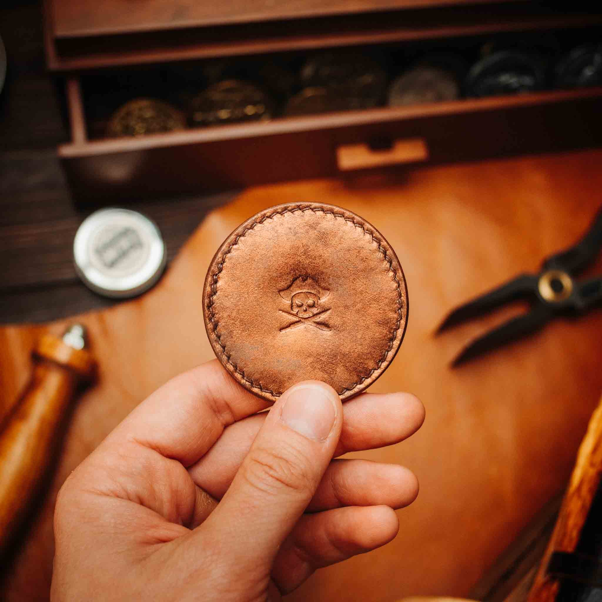 Round Coin Holder - Peso Pocket v2 | Challenge Coin Case | Handcrafted Leather