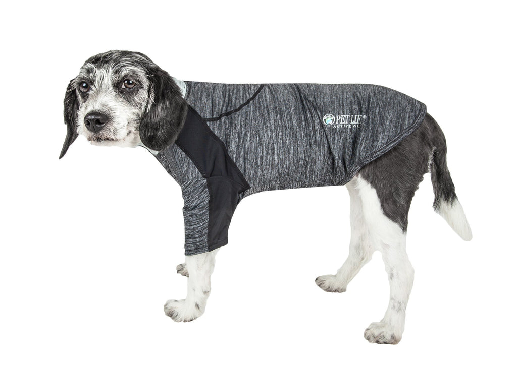 Pet Life ® Active 'Chewitt Wagassy' 4-Way-Stretch Yoga Fitness Long-Sleeve Dog T-Shirt