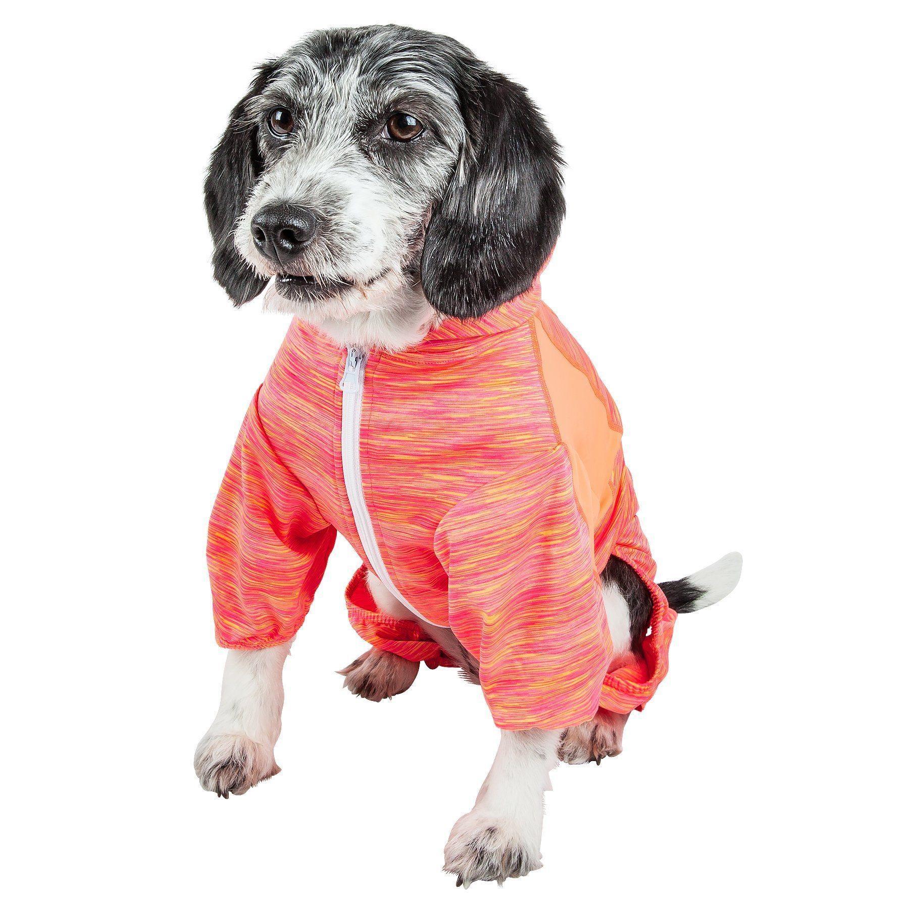 Pet Life ® Active 'Downward Dog' 4-Way-Stretch Fitness Yoga Dog Tracksuit Hoodie
