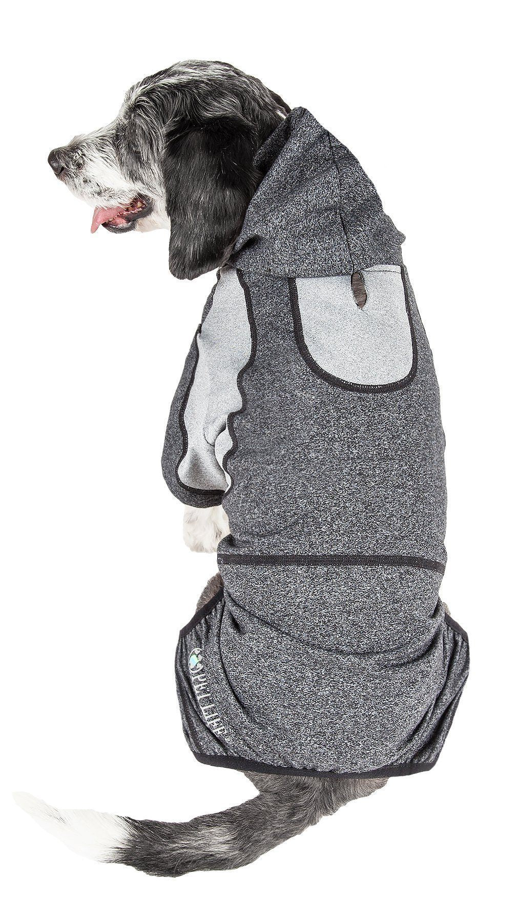 Pet Life ®  Active 'Fur-Breeze' Medium-weight 4-Way-Stretch Full Body Hooded Dog Yoga sweater