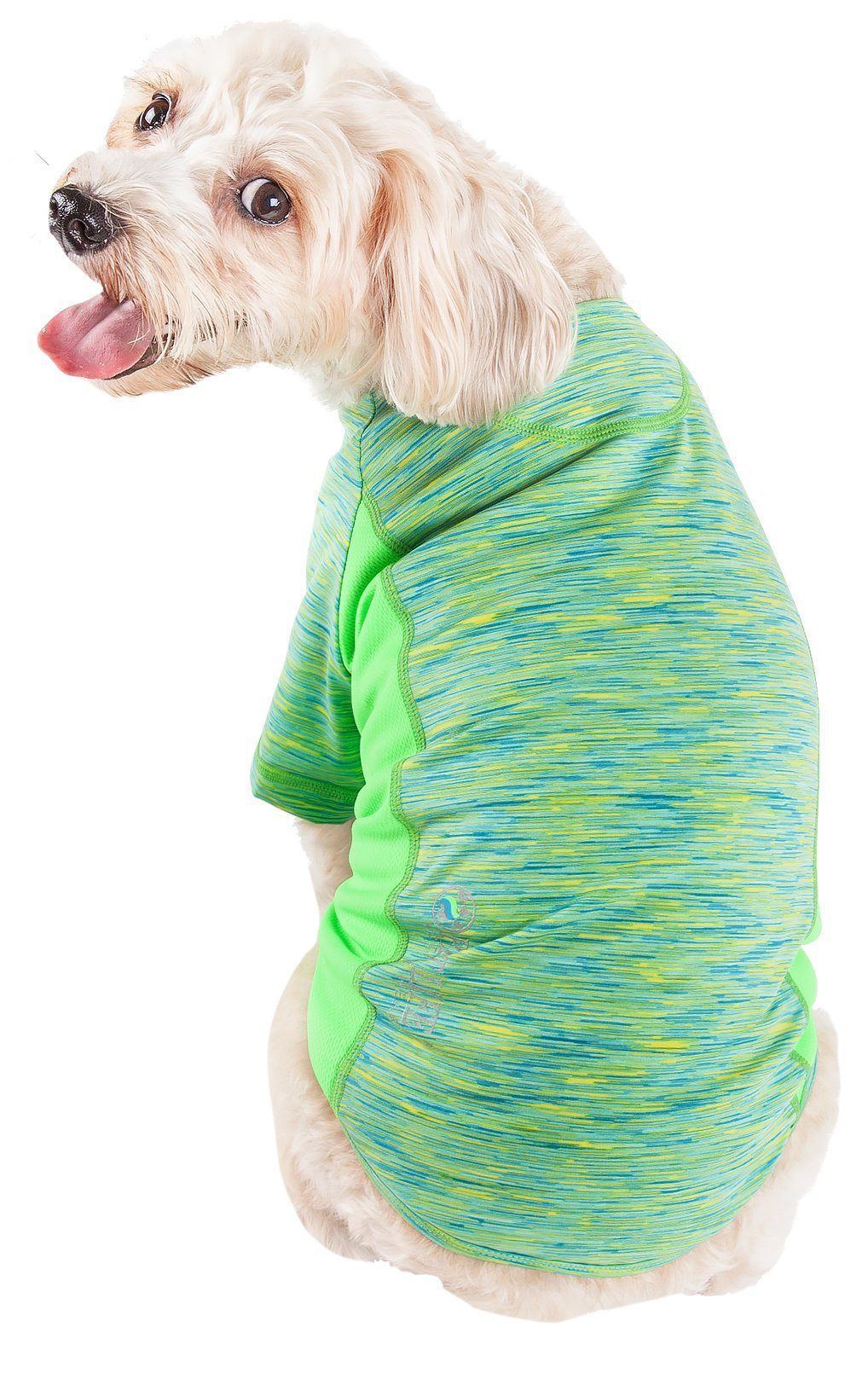 Pet Life ® Active 'Warf Speed' Heathered Ultra-Stretch Yoga Fitness Dog T-Shirt