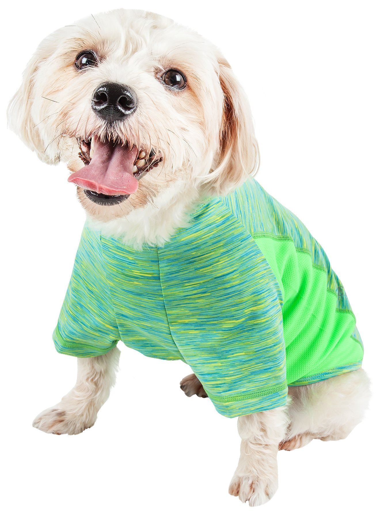 Pet Life ® Active 'Warf Speed' Heathered Ultra-Stretch Yoga Fitness Dog T-Shirt