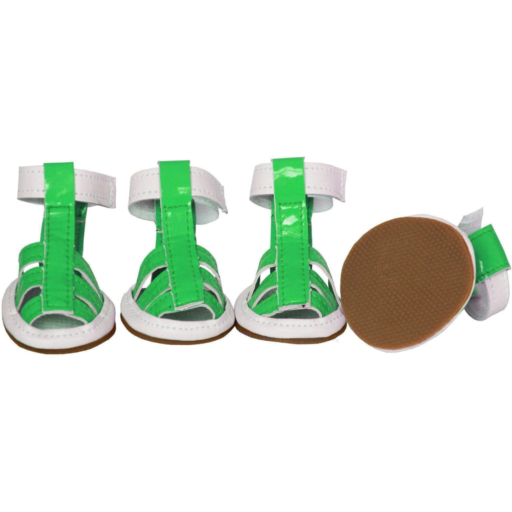 Pet Life ® 'Buckle-Supportive' PVC Waterproof Pet Dog Shoes Sandals - Set Of 4