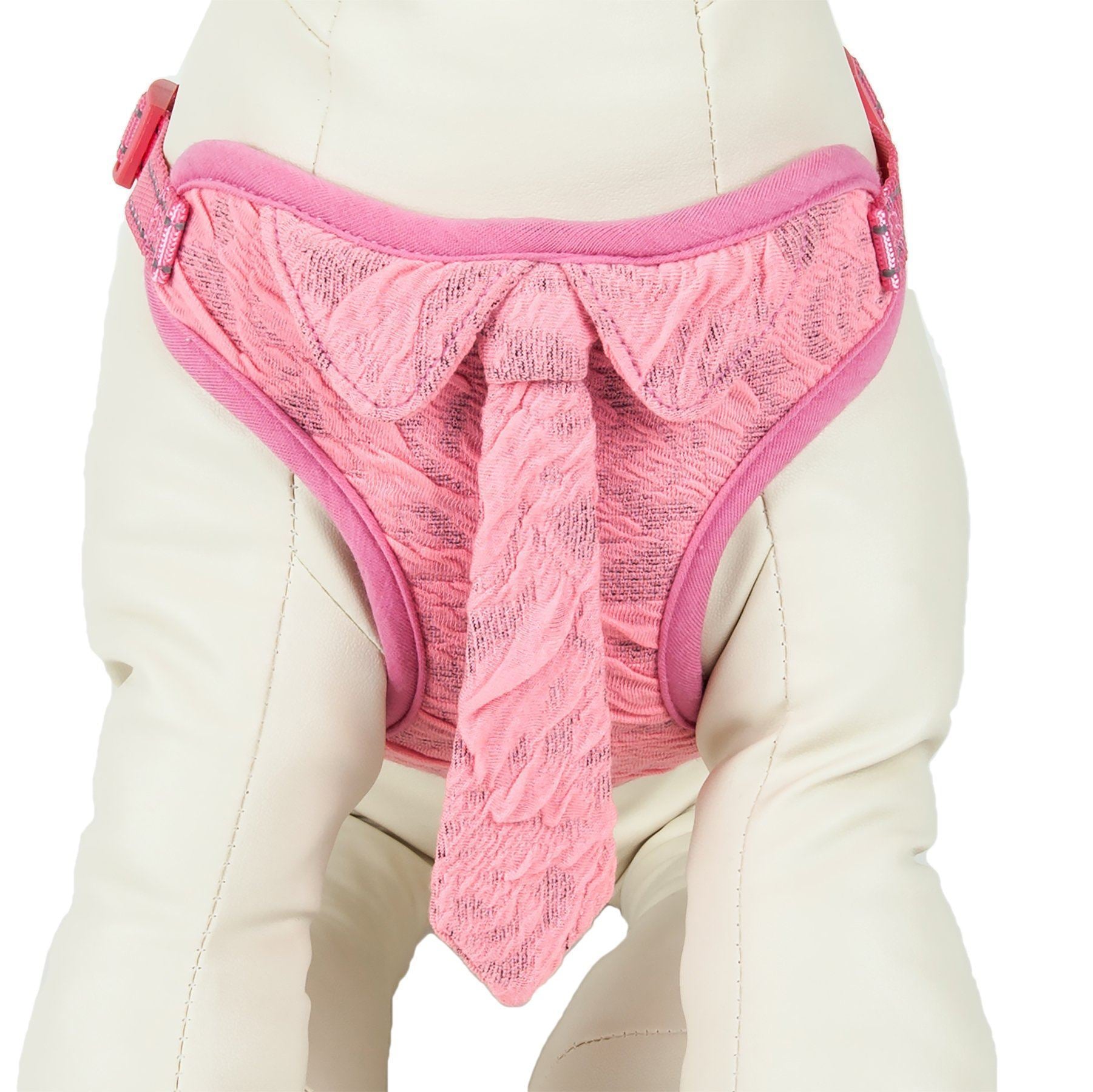 Pet Life ®  'Chichi Shaggy' Mesh Reversed Adjustable Fashion Dog Harness W/ Shaggy Neck Tie