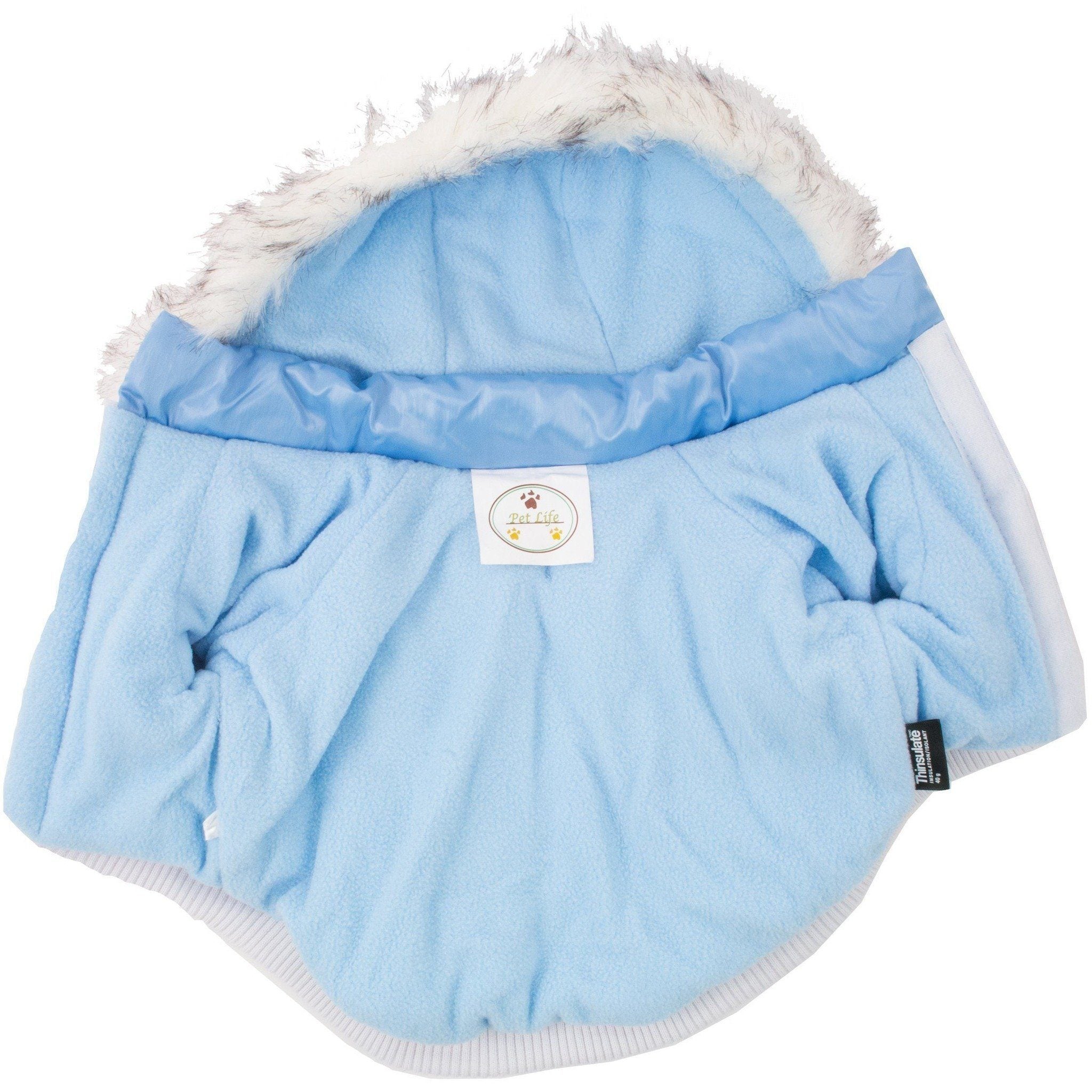 Pet Life ® Classic Metallic Fashion 3M Insulated Dog Coat Parka  w/ Removable Hood
