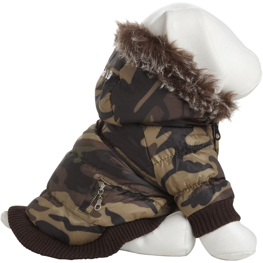 Pet Life ® Classic Metallic Fashion 3M Insulated Dog Coat Parka  w/ Removable Hood