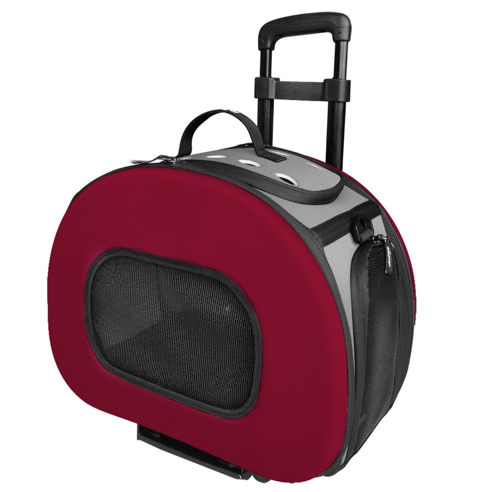 Pet Life ® 'Final Destination' Airline Approved 2-in-1 Tough-Shell Wheeled Collapsible Travel Fashion Pet Dog Carrier Crate