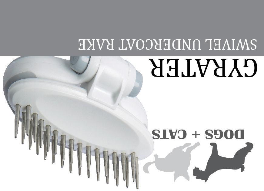 Pet Life ® 'Gyrater' Swivel Travel Dual-Rowed Grooming Undercoat Pet Rake