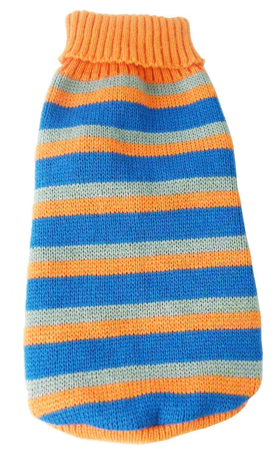 Pet Life ® Heavy Cable Knitted Striped Fashion Designer Polo Dog Sweater