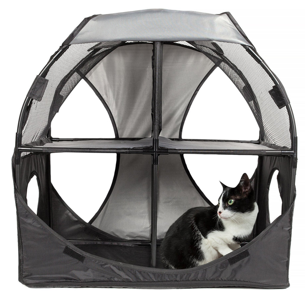 Pet Life ® 'Kitty-Play' Collapsible Travel Interactive Kitty Cat Tree Maze House Lounger Tunnel Lounge