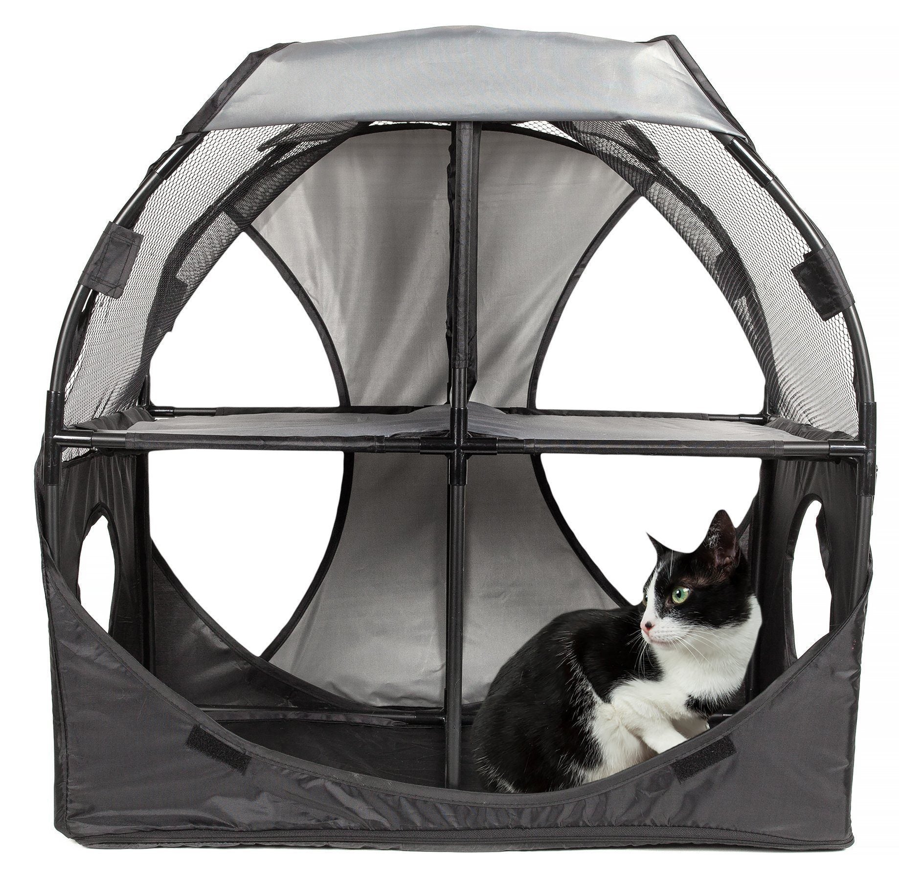 Pet Life ® 'Kitty-Play' Collapsible Travel Interactive Kitty Cat Tree Maze House Lounger Tunnel Lounge