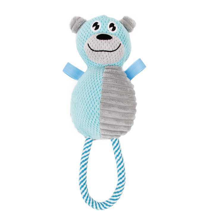 Pet Life ® 'Huggabear' Natural Jute Squeaking and Tug Plush Dog Toy