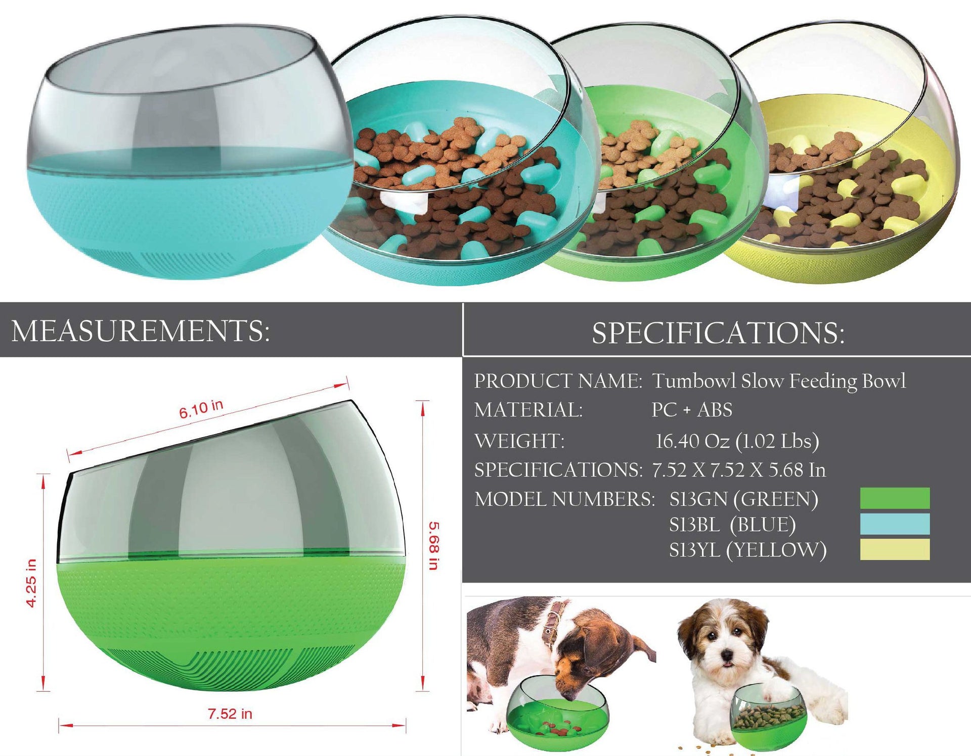 Pet Life ® 'Tumbowl' Slow Feeding Pet Bowl