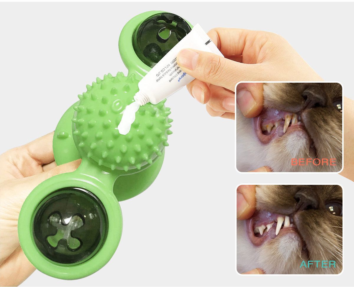 Windmill Rotating Suction Cup Cat Toy with Catnip & LED Light