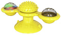 Rotating windmill cat toy with suction cup and LED lights for feline entertainment