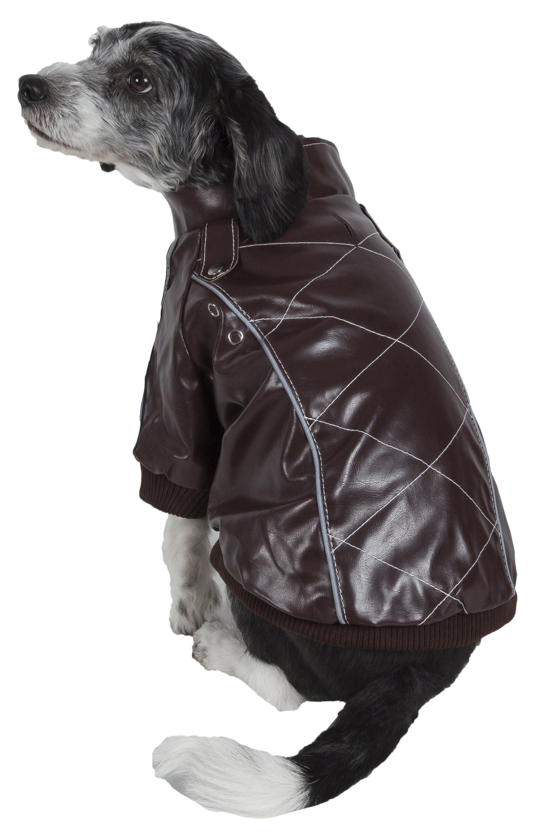 Wuff-Rider Fashion Suede Stitched Dog Jacket in Brown - Image 2