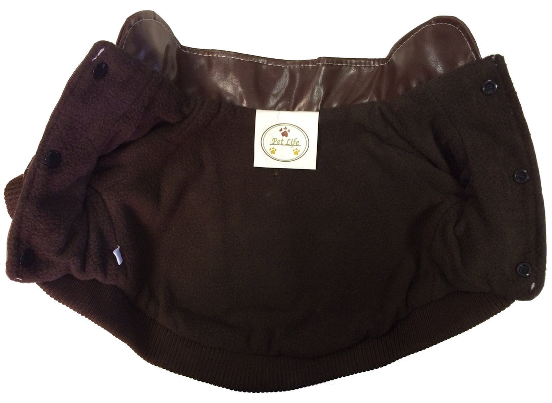 Wuff-Rider Fashion Suede Stitched Dog Jacket in Brown - Image 4