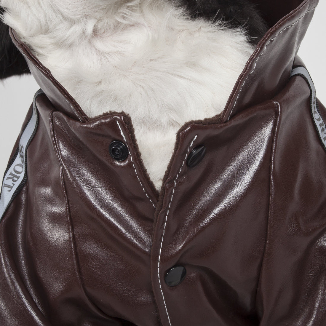 Wuff-Rider Fashion Suede Stitched Dog Jacket in Brown - Image 5